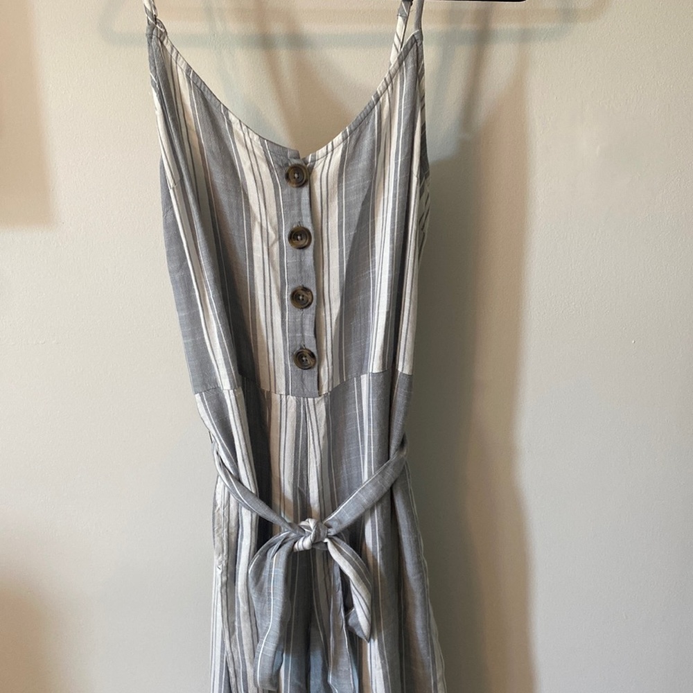 Gray and white jumpsuit